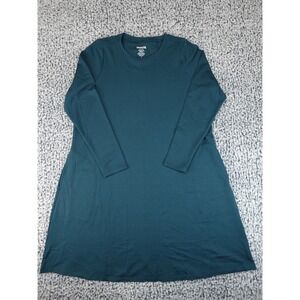 Wool& Eliza Swing Dress Women 1X Pine Merino Wool Blend Long Sleeve